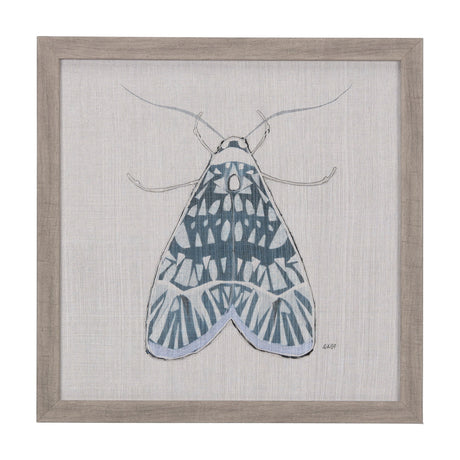Moth Blue I by Mercana Studio a Hand Embellished Textured Framed Art Print by Mercana at Eve Furniture