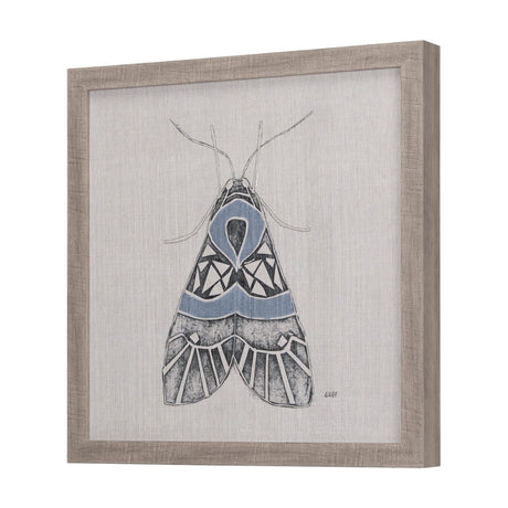 Moth Blue II by Mercana Studio a Hand Embellished Textured Framed Art Print by Mercana at Eve Furniture