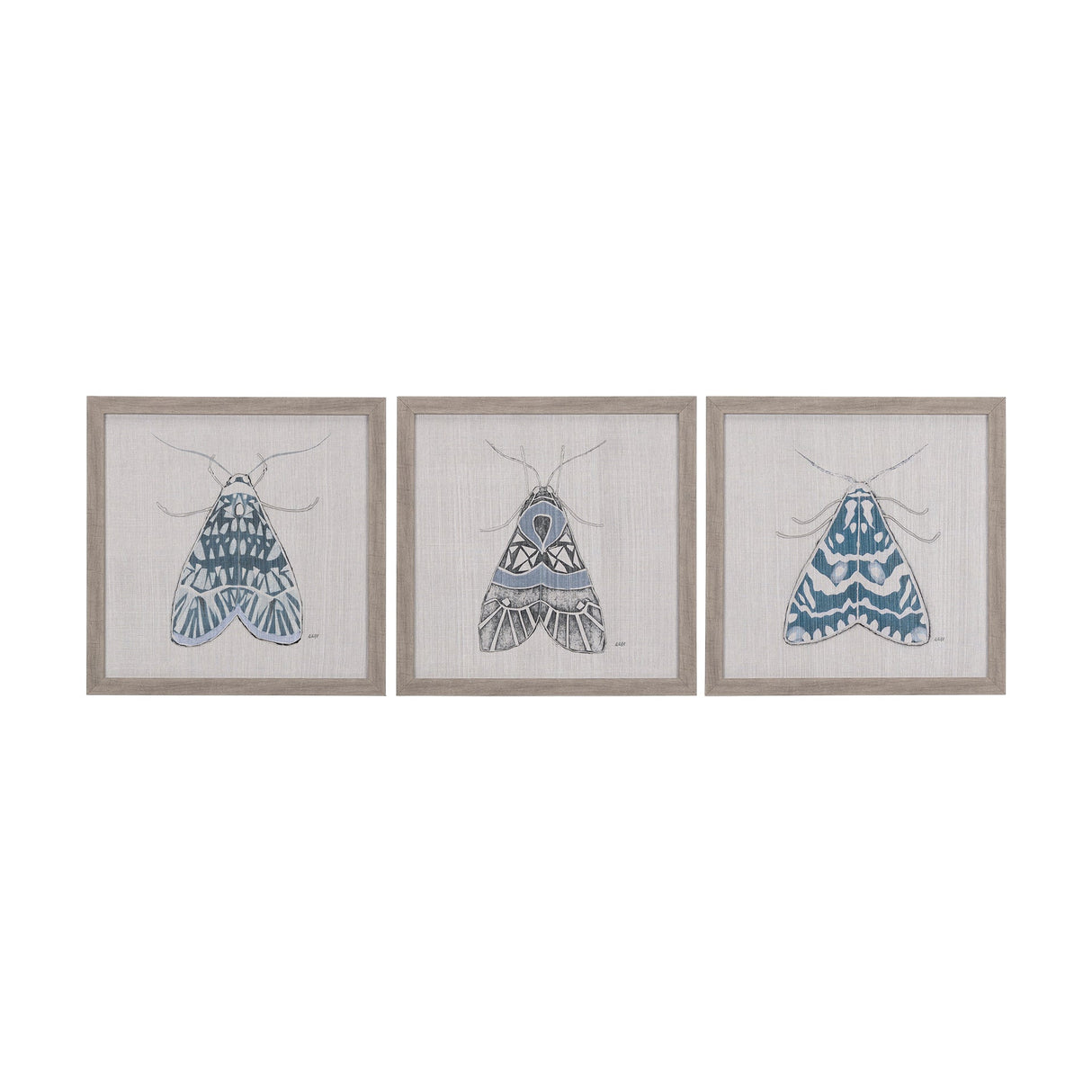 Moth Blue II by Mercana Studio a Hand Embellished Textured Framed Art Print by Mercana at Eve Furniture
