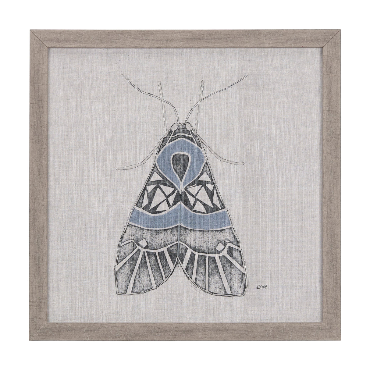 Moth Blue II by Mercana Studio a Hand Embellished Textured Framed Art Print by Mercana at Eve Furniture