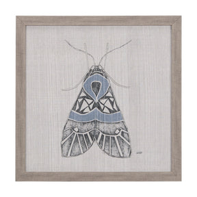 Moth Blue II by Mercana Studio a Hand Embellished Textured Framed Art Print by Mercana at Eve Furniture
