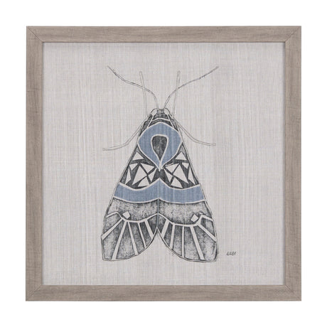 Moth Blue II by Mercana Studio a Hand Embellished Textured Framed Art Print by Mercana at Eve Furniture