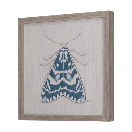 Moth Blue III by Mercana Studio a Hand Embellished Textured Framed Art Print by Mercana at Eve Furniture