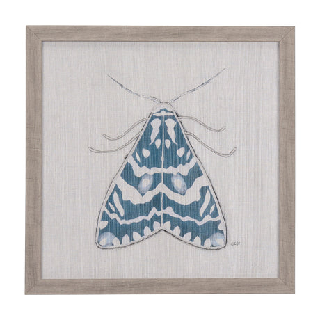 Moth Blue III by Mercana Studio a Hand Embellished Textured Framed Art Print by Mercana at Eve Furniture