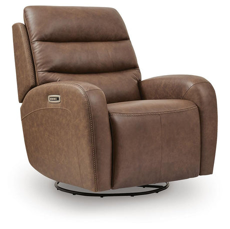 Motion-Max Saddle Swivel Glider Power Recliner by Ashley at Eve Furniture
