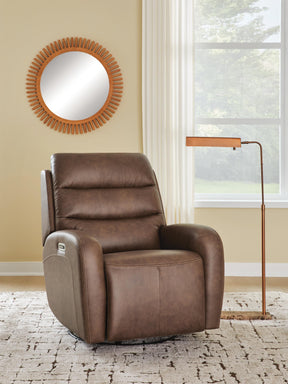 Motion-Max Saddle Swivel Glider Power Recliner by Ashley at Eve Furniture