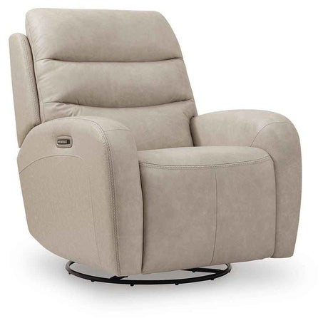 Motion-Max Stonewash Swivel Glider Power Recliner by Ashley at Eve Furniture