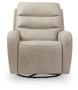 Motion-Max Stonewash Swivel Glider Power Recliner by Ashley at Eve Furniture