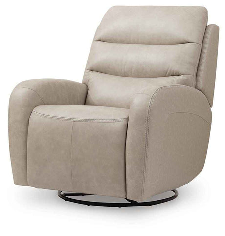 Motion-Max Stonewash Swivel Glider Power Recliner by Ashley at Eve Furniture