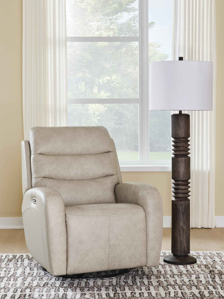 Motion-Max Stonewash Swivel Glider Power Recliner by Ashley at Eve Furniture