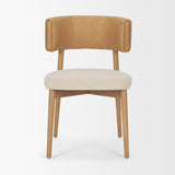 Motley Curved Open Back Cream Fabric and Tan Leather Dining Chair, Set of 2 by Mercana at Eve Furniture
