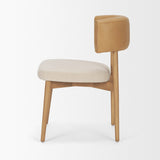Motley Curved Open Back Cream Fabric and Tan Leather Dining Chair, Set of 2 by Mercana at Eve Furniture