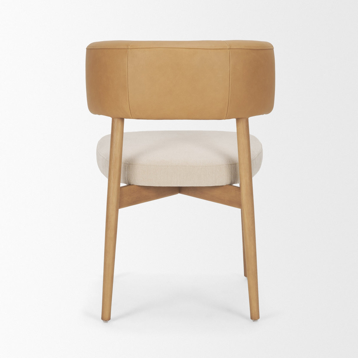 Motley Curved Open Back Cream Fabric and Tan Leather Dining Chair, Set of 2 by Mercana at Eve Furniture