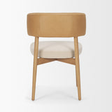 Motley Curved Open Back Cream Fabric and Tan Leather Dining Chair, Set of 2 by Mercana at Eve Furniture