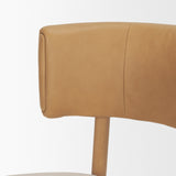 Motley Curved Open Back Cream Fabric and Tan Leather Dining Chair, Set of 2 by Mercana at Eve Furniture