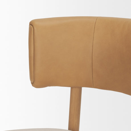Motley Curved Open Back Cream Fabric and Tan Leather Dining Chair, Set of 2 by Mercana at Eve Furniture