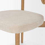 Motley Curved Open Back Cream Fabric and Tan Leather Dining Chair, Set of 2 by Mercana at Eve Furniture
