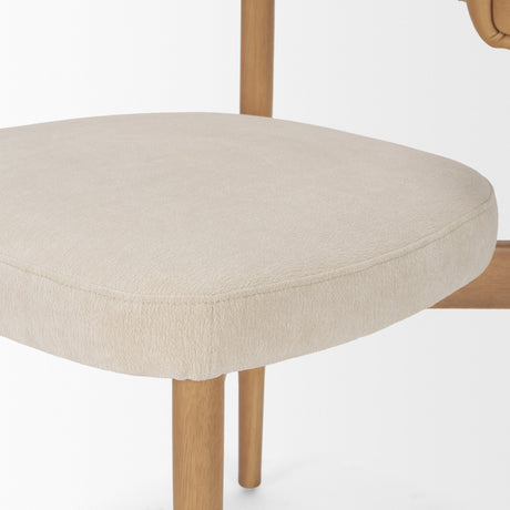 Motley Curved Open Back Cream Fabric and Tan Leather Dining Chair, Set of 2 by Mercana at Eve Furniture