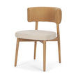 Motley Curved Open Back Cream Fabric and Tan Leather Dining Chair, Set of 2 by Mercana at Eve Furniture