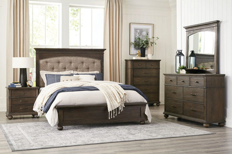 Motsinger Brown Queen Upholstered Panel Bed by Homelegance at Eve Furniture