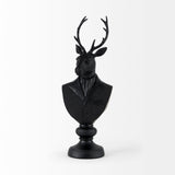 Mozart 8.2L x 6.0W x 22.5H Black Painted Resin Deer Bust by Mercana at Eve Furniture