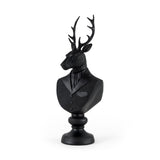 Mozart 8.2L x 6.0W x 22.5H Black Painted Resin Deer Bust by Mercana at Eve Furniture