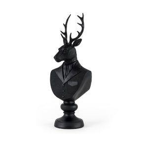 Mozart 8.2L x 6.0W x 22.5H Black Painted Resin Deer Bust by Mercana at Eve Furniture