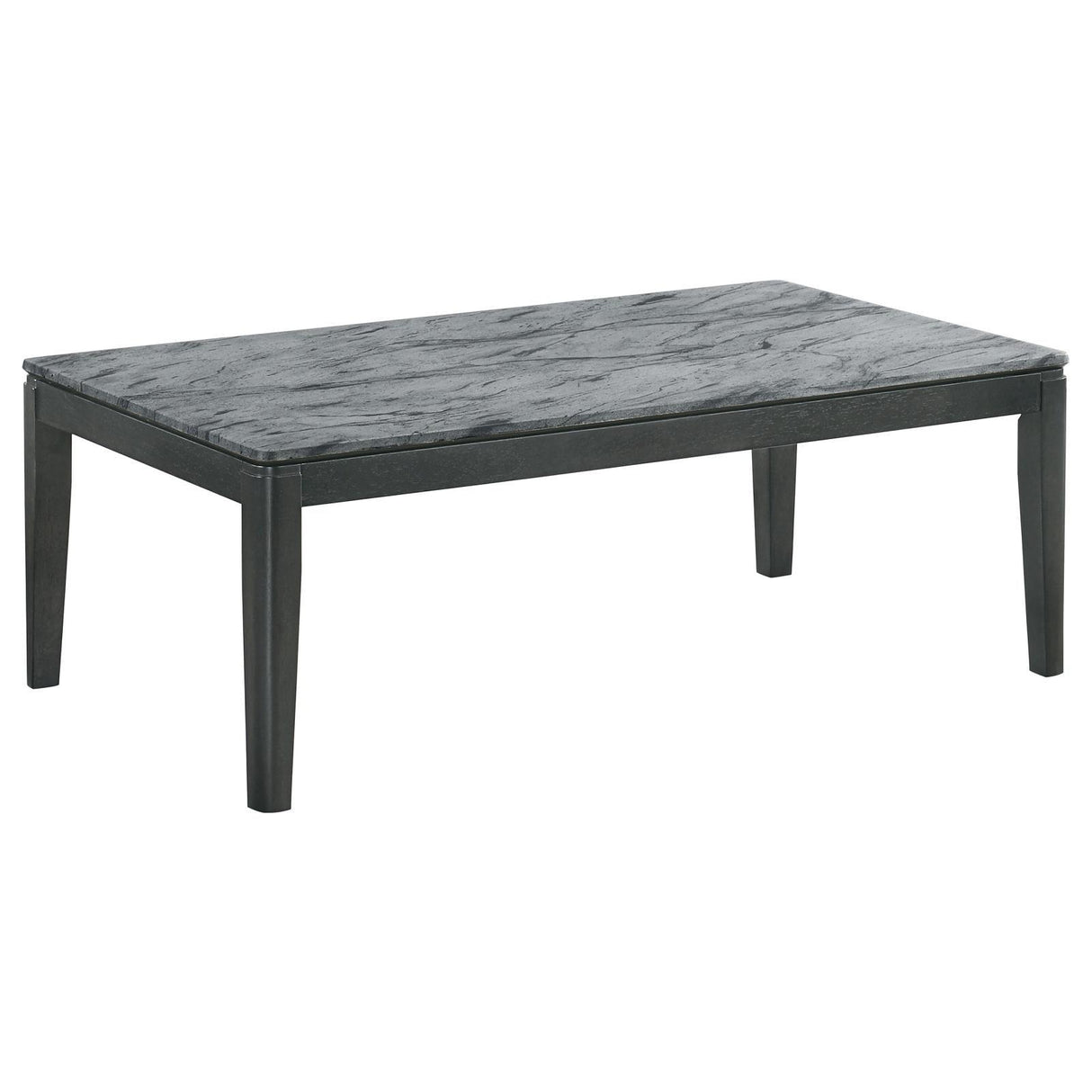 Mozzi Faux Gray Marble/Black Rectangular Coffee Table by Coaster at Eve Furniture