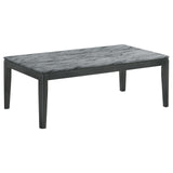 Mozzi Faux Gray Marble/Black Rectangular Coffee Table by Coaster at Eve Furniture