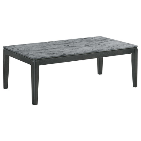 Mozzi Faux Gray Marble/Black Rectangular Coffee Table by Coaster at Eve Furniture