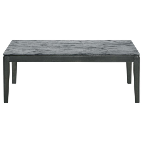 Mozzi Faux Gray Marble/Black Rectangular Coffee Table by Coaster at Eve Furniture