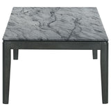 Mozzi Faux Gray Marble/Black Rectangular Coffee Table by Coaster at Eve Furniture