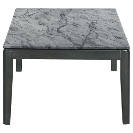 Mozzi Faux Gray Marble/Black Rectangular Coffee Table by Coaster at Eve Furniture