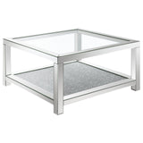 Mozzi Mirror Rectangular Coffee Table with Glass Top