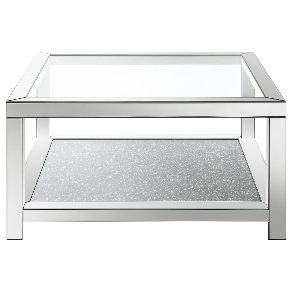 Mozzi Mirror Rectangular Coffee Table with Glass Top