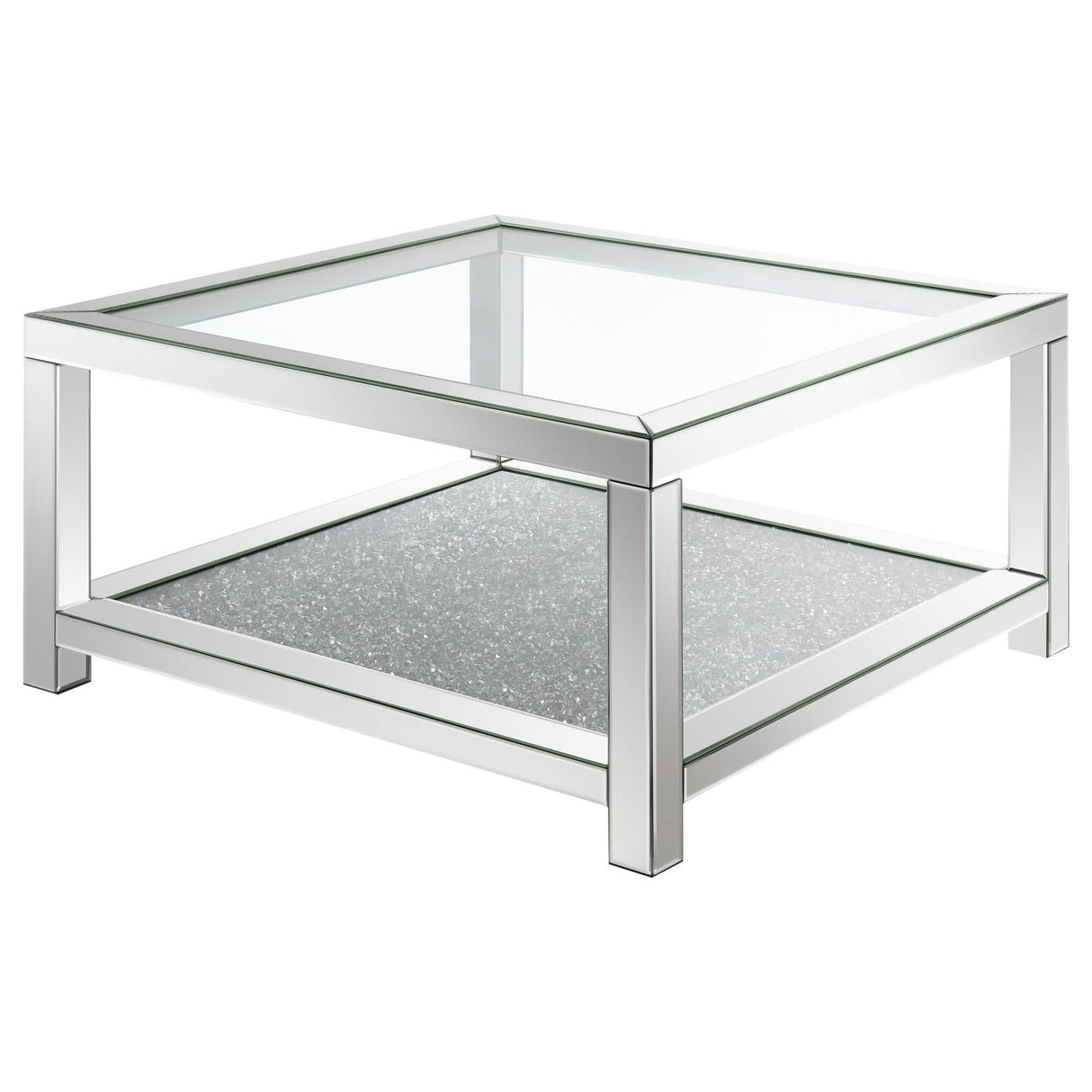 Mozzi Mirror Rectangular Coffee Table with Glass Top