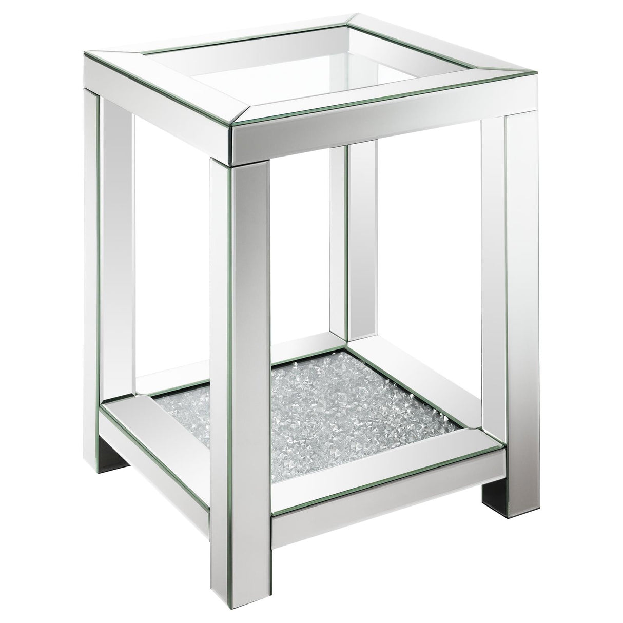 Mozzi Square End Table with Glass Top Mirror