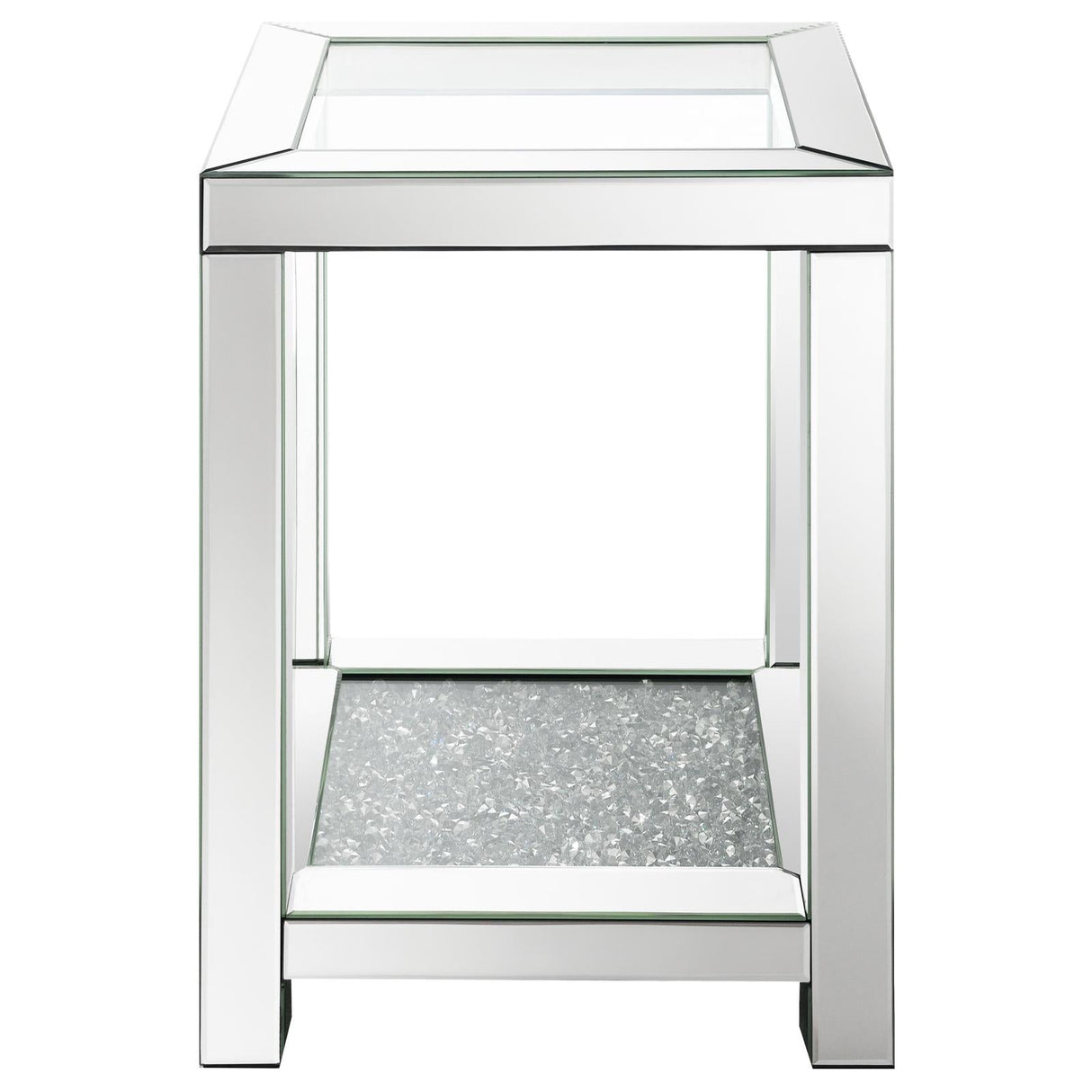 Mozzi Square End Table with Glass Top Mirror