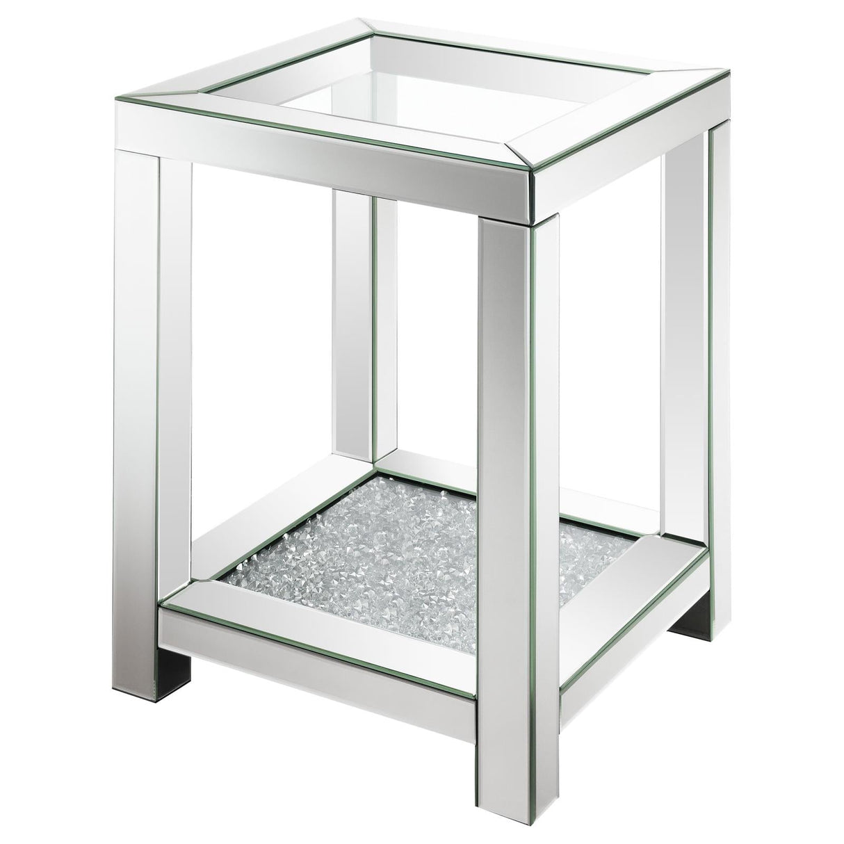 Mozzi Square End Table with Glass Top Mirror