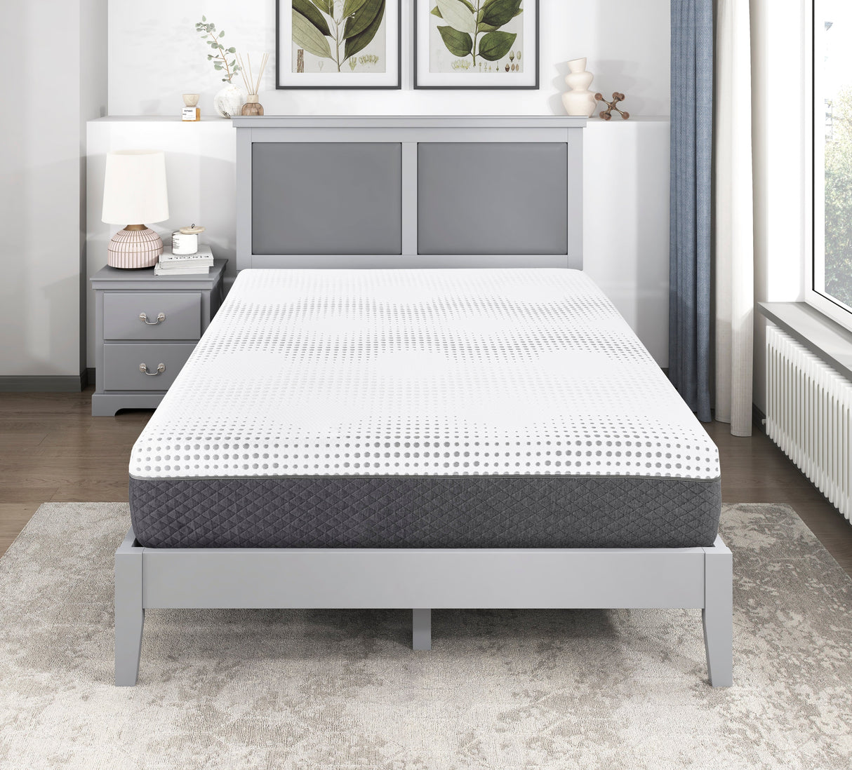 MT-UNH12CK White 12" California King Green Tea Gel-Infused Memory Foam Hybrid Mattress by Homelegance at Eve Furniture