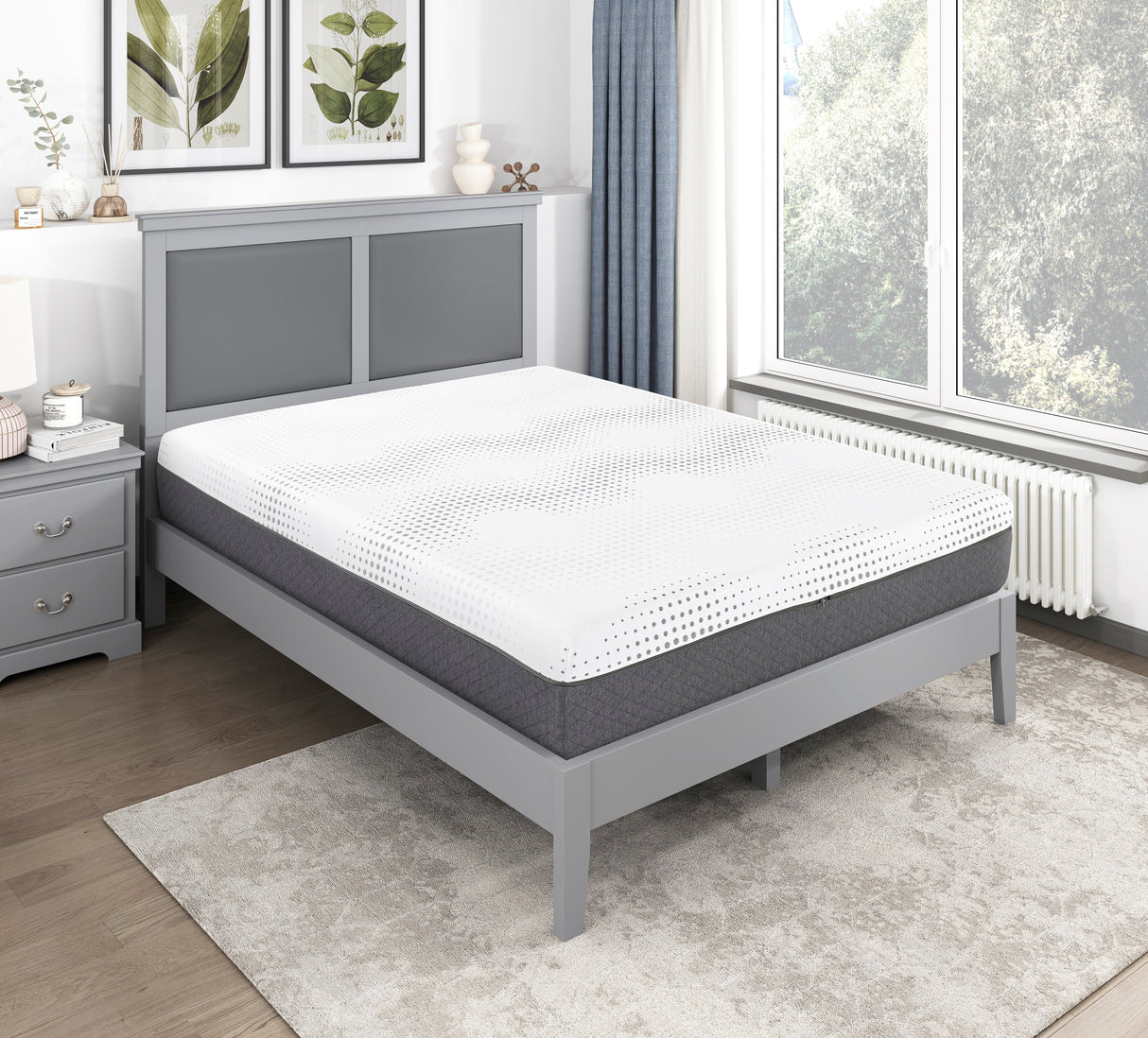 MT-UNH12Q 12" Queen Green Tea Gel-Infused Memory Foam Hybrid Mattress by Homelegance at Eve Furniture