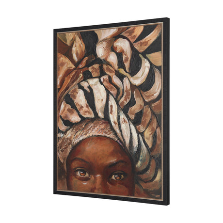 Mud Cloth Head Scarf I by Mercana Studio a Hand Embellished Textured Framed Canvas by Mercana at Eve Furniture