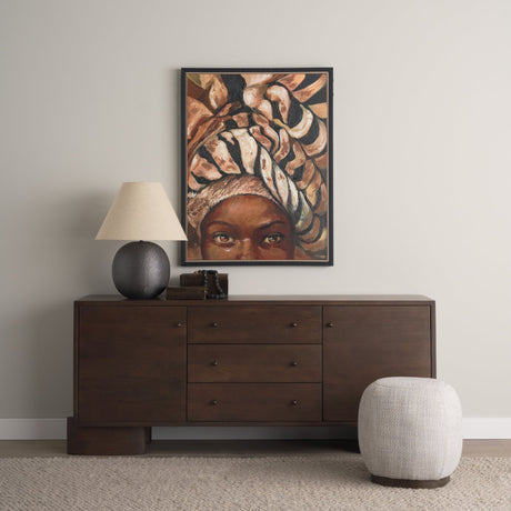 Mud Cloth Head Scarf I by Mercana Studio a Hand Embellished Textured Framed Canvas by Mercana at Eve Furniture