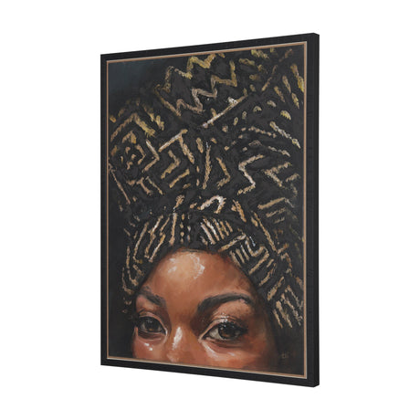 Mud Cloth Head Scarf II by Mercana Studio a Hand Embellished Textured Framed Canvas by Mercana at Eve Furniture
