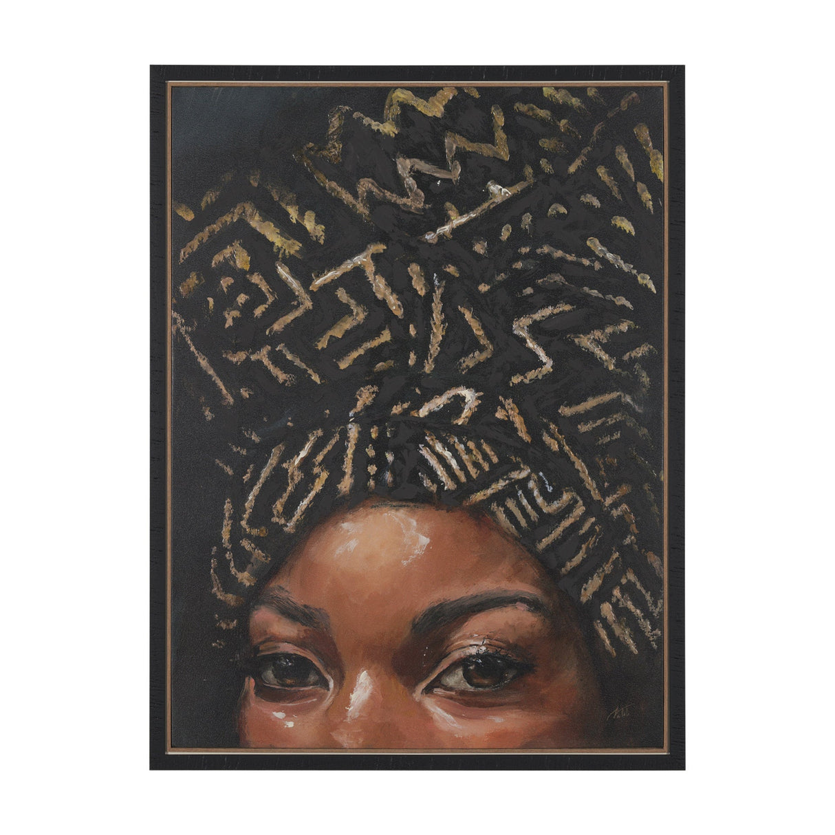 Mud Cloth Head Scarf II by Mercana Studio a Hand Embellished Textured Framed Canvas by Mercana at Eve Furniture