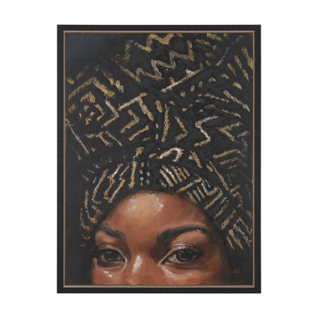 Mud Cloth Head Scarf II by Mercana Studio a Hand Embellished Textured Framed Canvas by Mercana at Eve Furniture