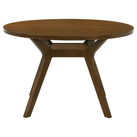 Mueller Brown 48-inch Round Mindi Veneer Dining Table by Coaster at Eve Furniture