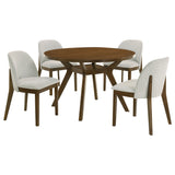Mueller Brown And Beige 5-Piece 48-inch Round Dining Set by Coaster at Eve Furniture