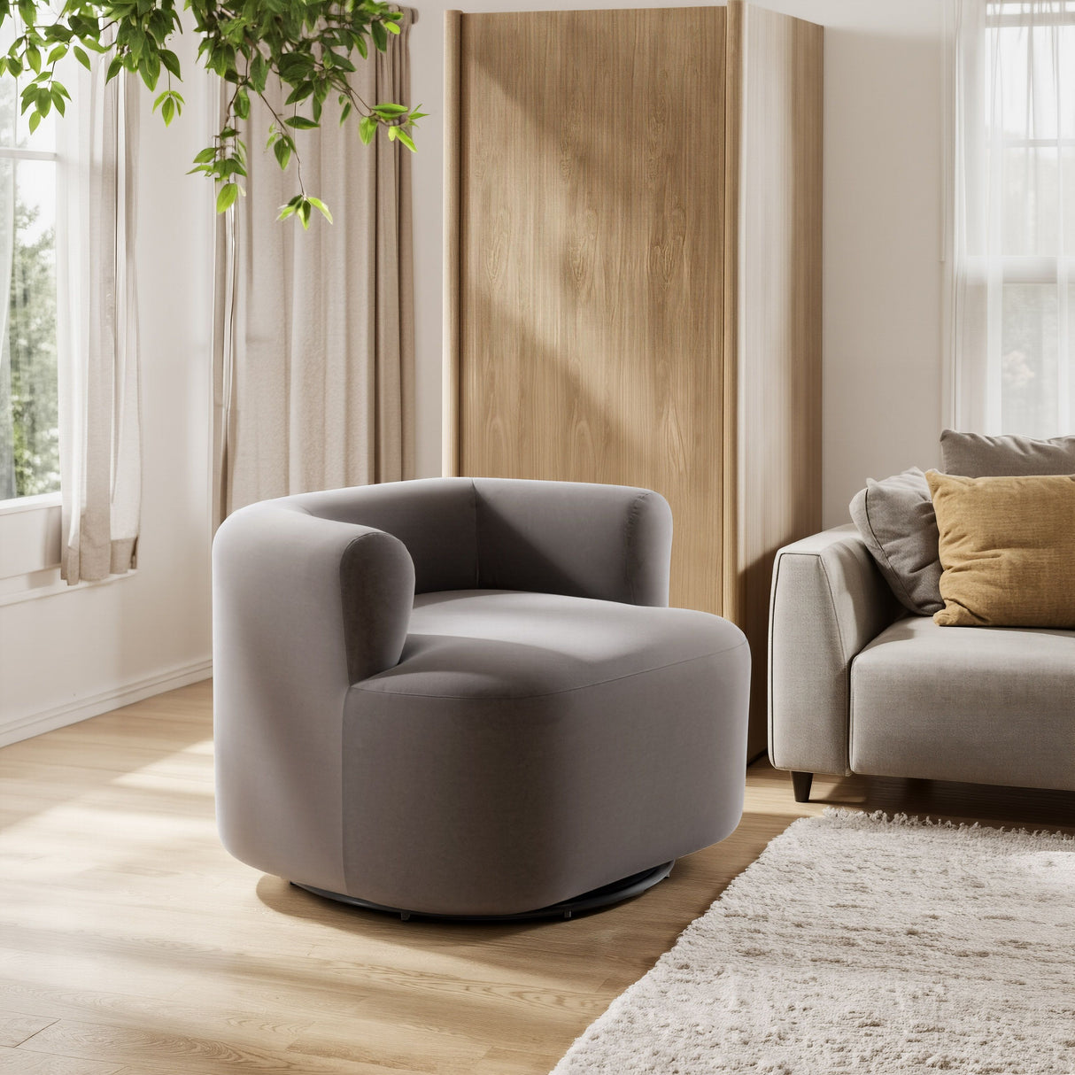 Mugav Swivel Chair Gray by Zuomod at Eve Furniture