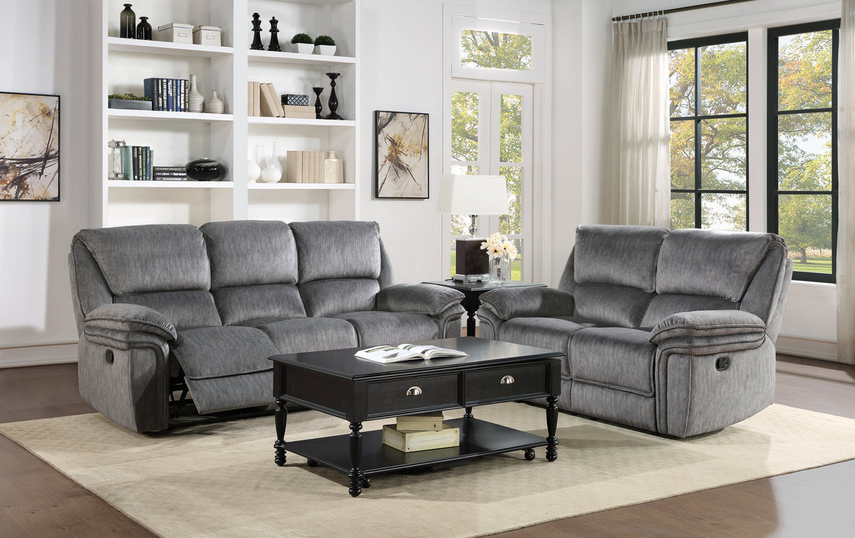 Muirfield Gray 2-Piece Double Reclining Set by Homelegance at Eve Furniture